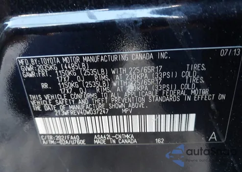 2013 Toyota Rav4 Xle from USA, damaged, VIN 2T3WFREV4DW037247